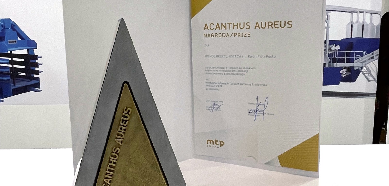 Nagroda Acanthus Aureus od MTP dla Wende Recyclingtech s.c. 