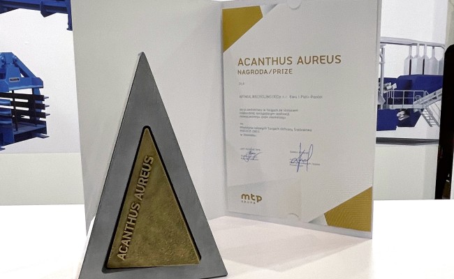 Nagroda Acanthus Aureus od MTP dla Wende Recyclingtech s.c. 