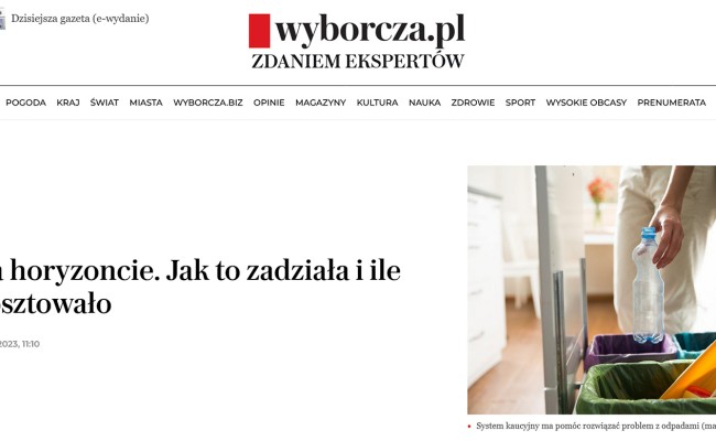 Artykuł wyborcza.pl „Kaucja na horyzoncie. Jak to zadziała i ile będzie kosztowało” 